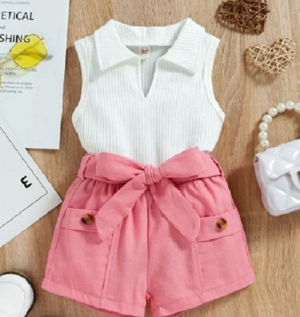 Moda Conjunto De Short Y Camisa Para Niñas Conjunto De Verano Con