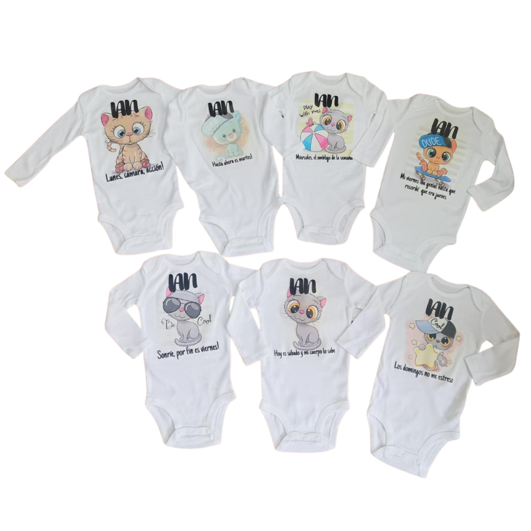 Semanario de bodies personalizados para bebé