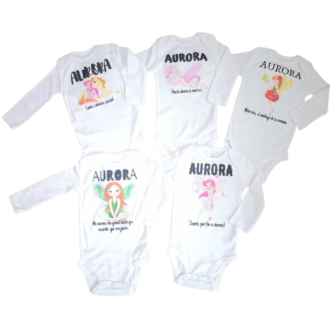 Semanario de bodies personalizados para bebé