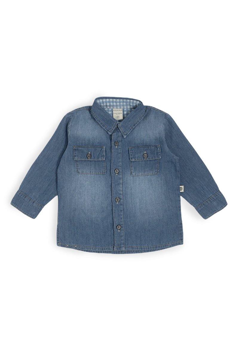 Camisas en jean manga larga para bebés y niños