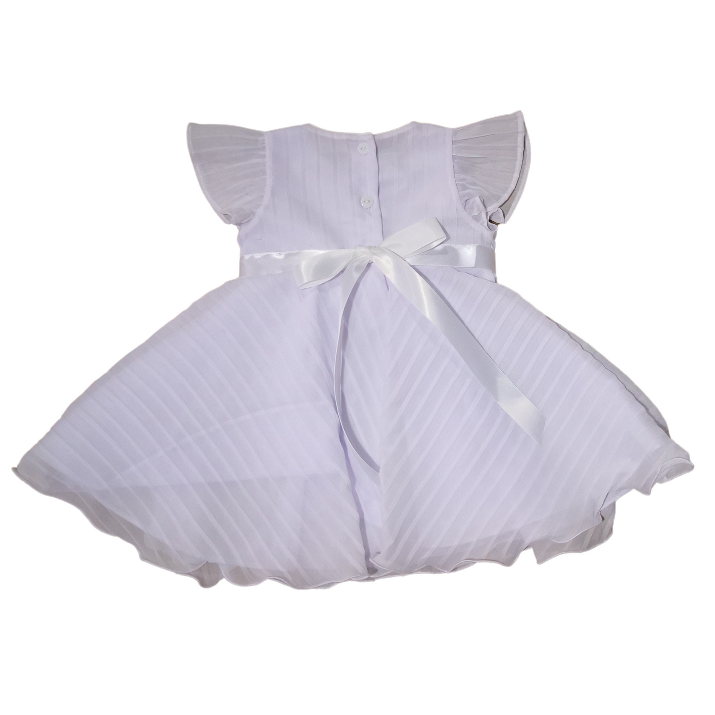 Vestido de bautizo blanco con diadema para niña