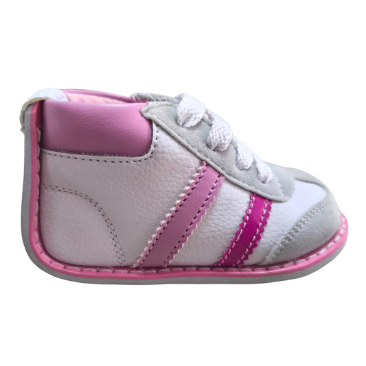 Tenis no tuerce blanco con rosado y fucsia para niña