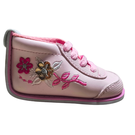 Tenis no tuerce rosados con bordado para niña
