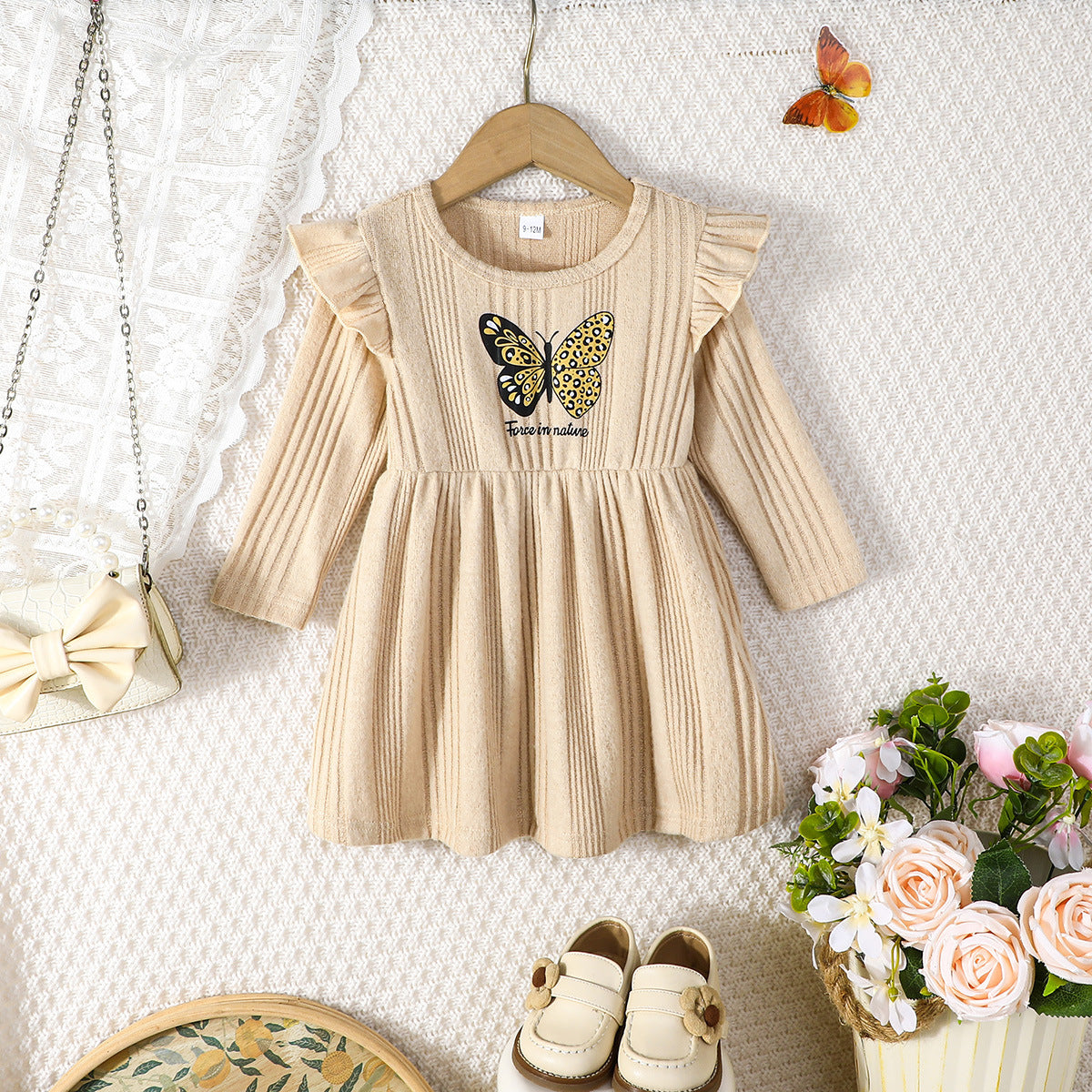 Vestido manga larga para niña