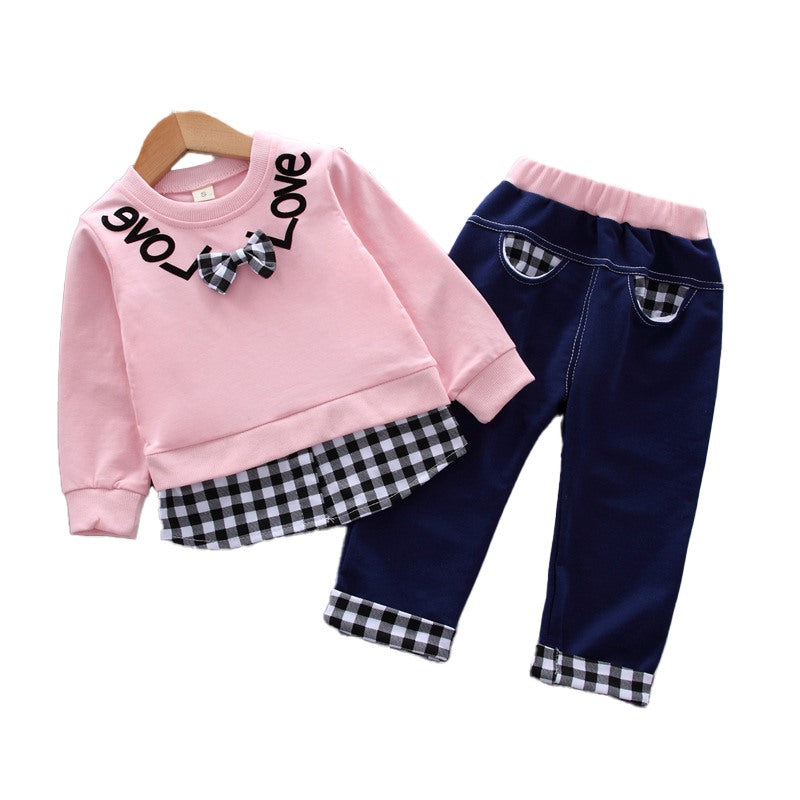 Conjunto en algodón con buzo y jogger para niña