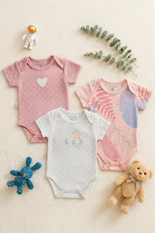 Paquete x 3 bodies para bebé (niña)