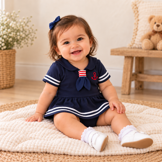Body-vestido marinero para niña