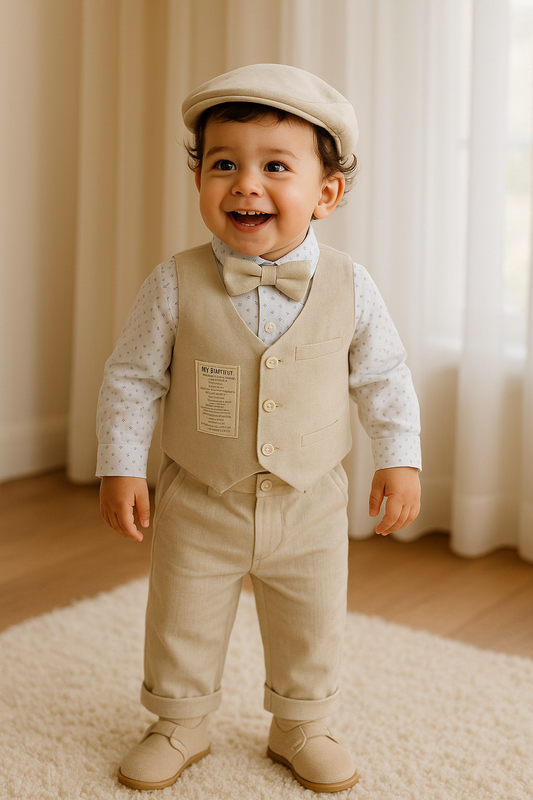 Conjunto formal camisa con chaleco en lino para niño