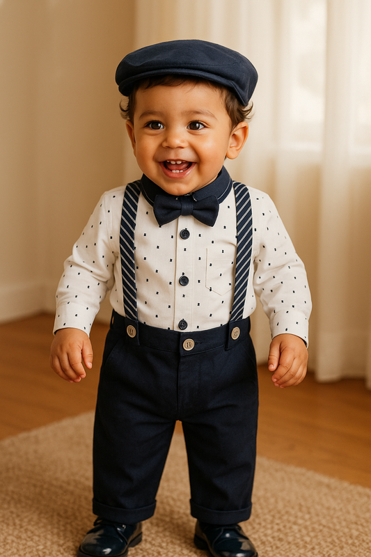 Conjunto formal body camisero con con tirantas para niño