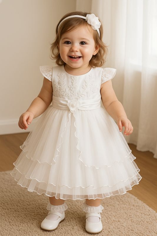 Vestido de bautizo blanco para niña