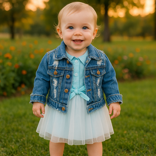Chaqueta de jean con desgastes para niña