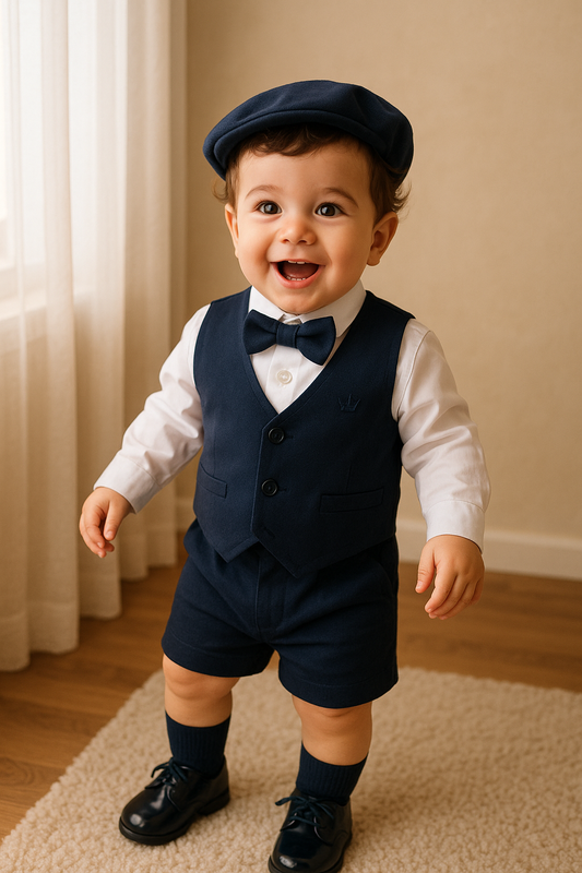 Conjunto formal en short con chaleco para niño