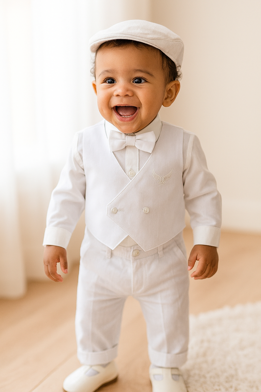 Conjunto formal con chaleco en lino para niño