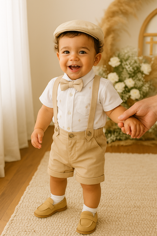 Conjunto formal en short y body camisero para niño