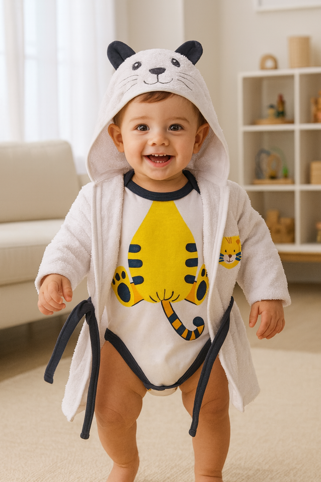 Salida de baño con body para bebé