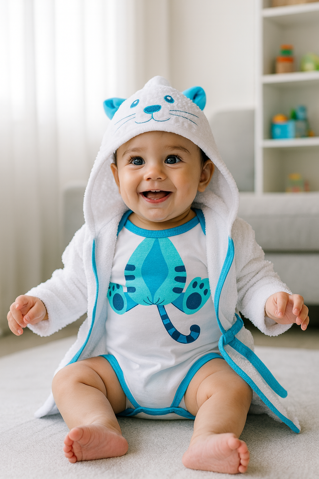 Salida de baño con body para bebé