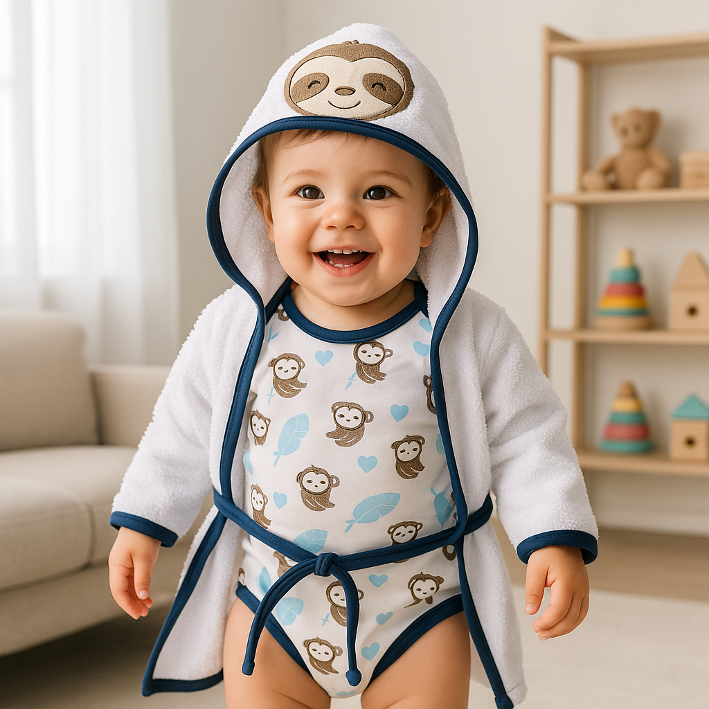 Salida de baño con body para bebé