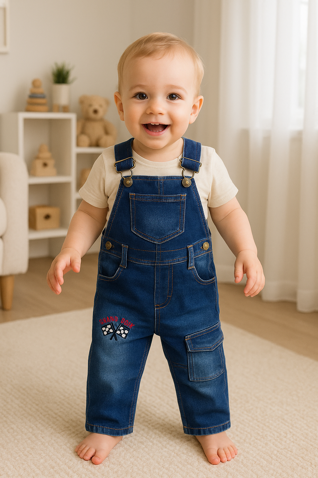 Overol en jean con apliques