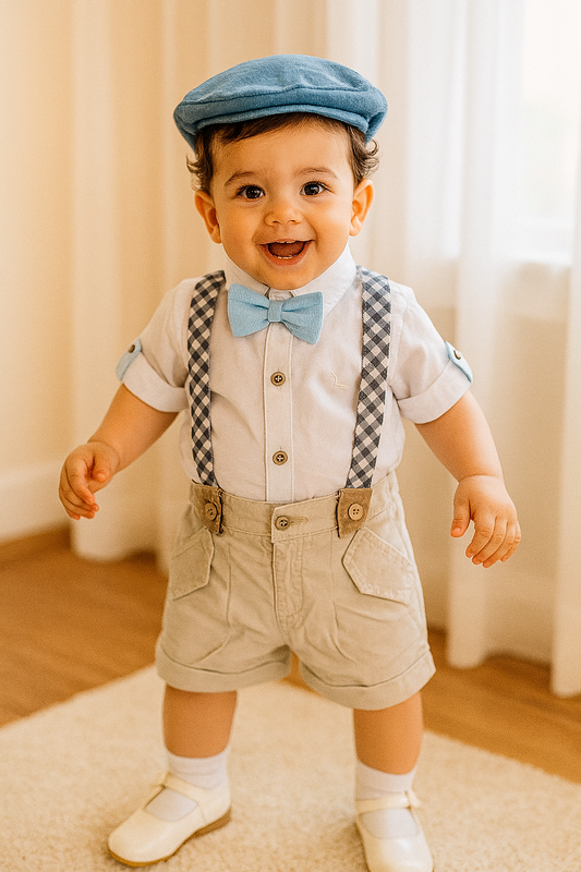 Conjunto formal en short con tirantes para niño