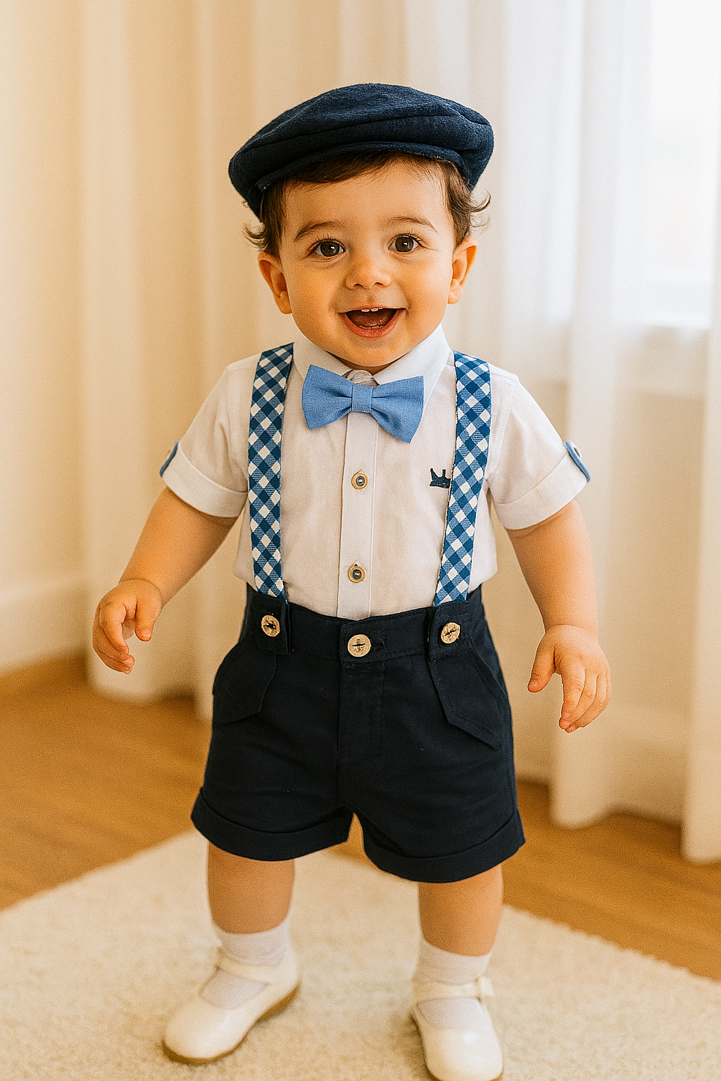 Conjunto formal en short con tirantes para niño