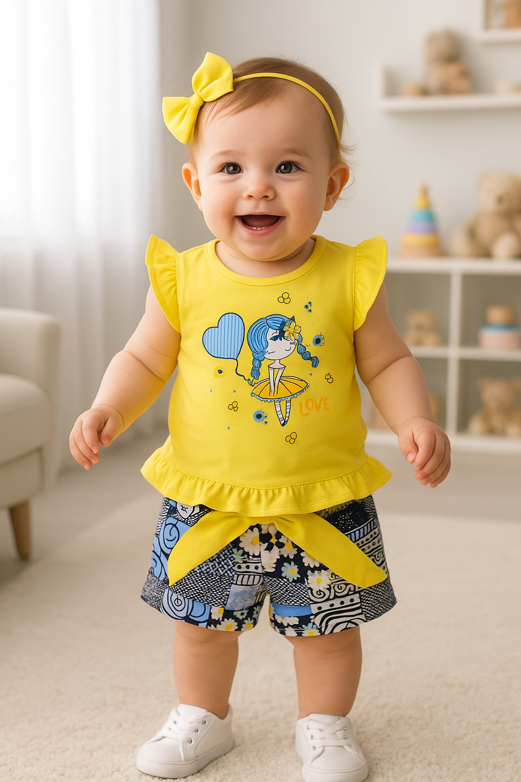 Conjunto verano short estampado para niña