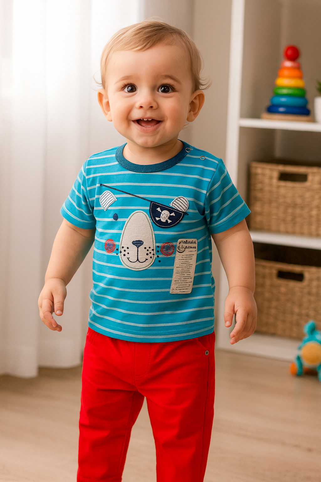 Conjunto con camiseta de pirata para niño