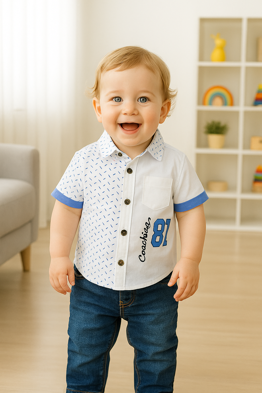 Conjunto camisa estampada con jean