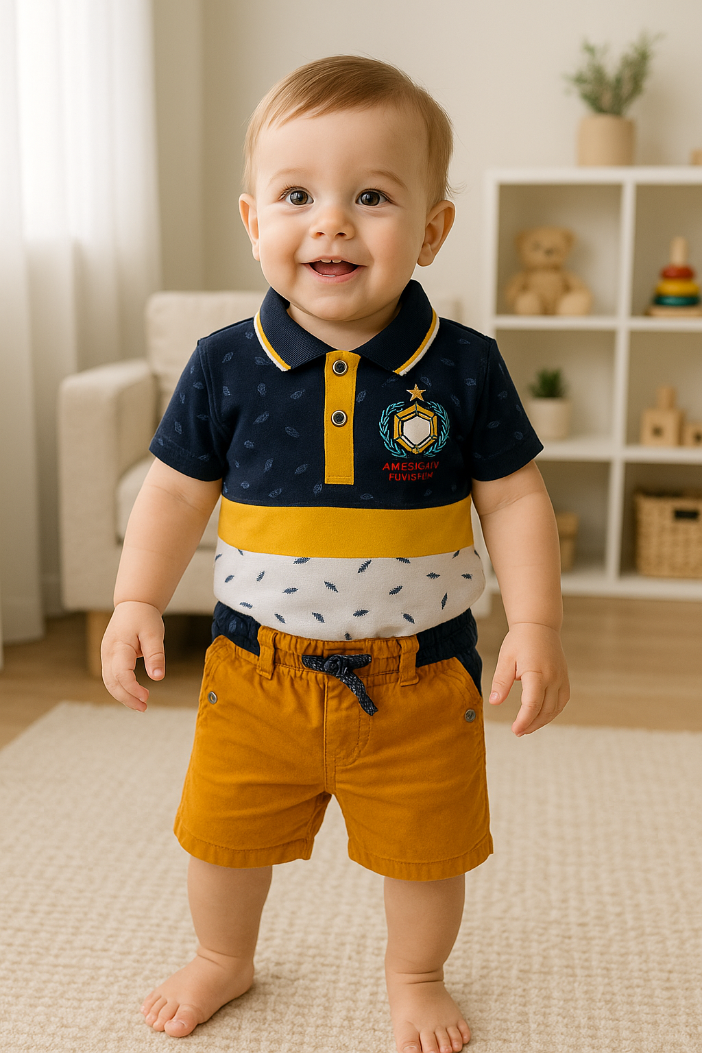 Conjunto de verano con bermuda en dril para niño