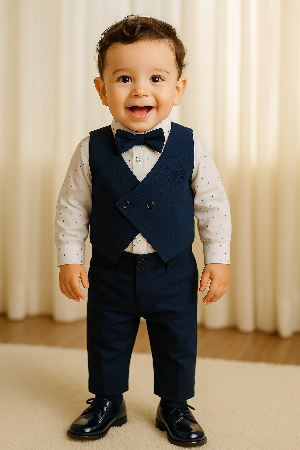 Conjunto formal con chaleco en lino para niño