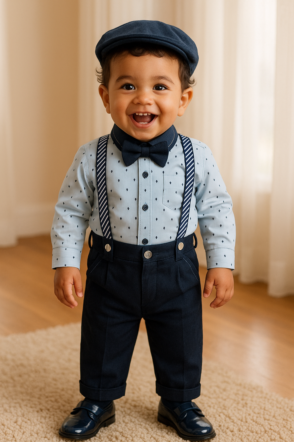 Conjunto formal body camisero con con tirantas para niño
