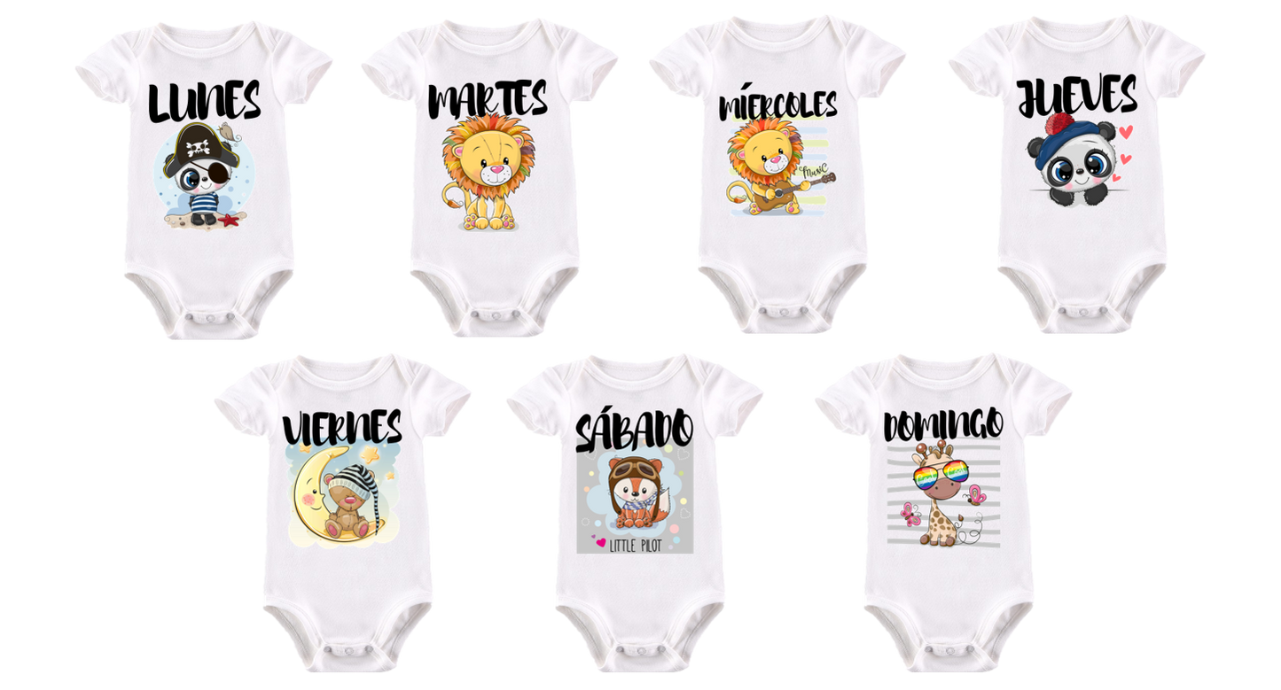 Semanario de bodies personalizados para bebé