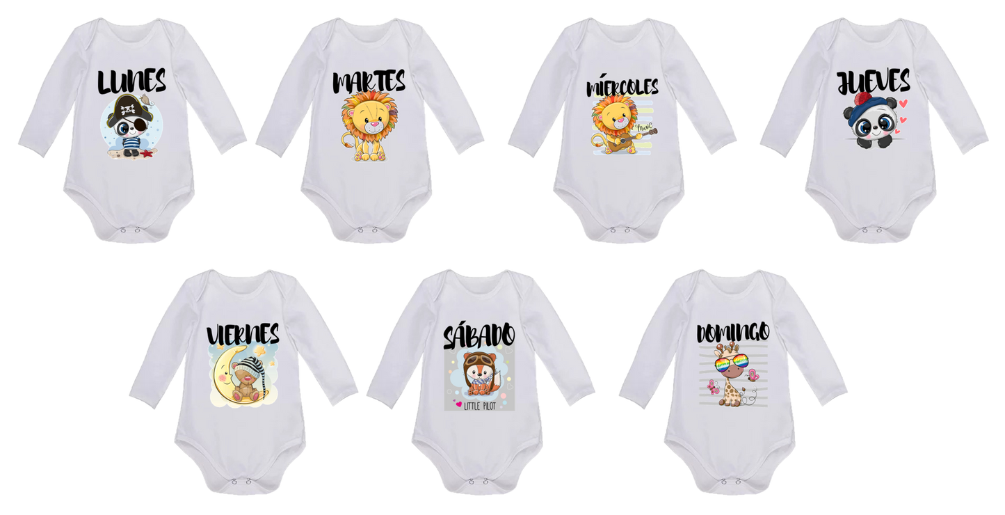 Semanario de bodies personalizados para bebé