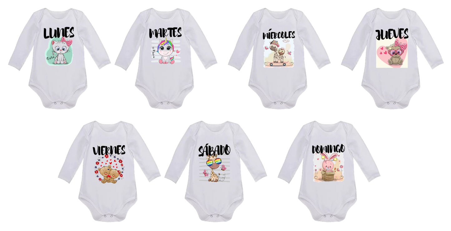 Semanario de bodies personalizados para bebé