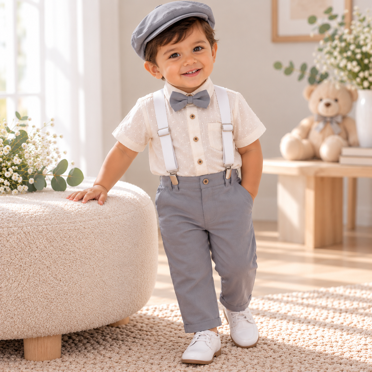 Conjunto formal gris para niño