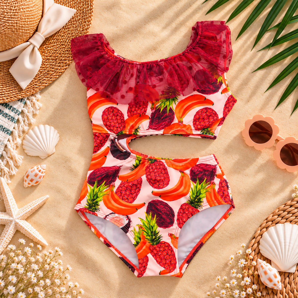 Traje de baño enterizo con bolero para niña