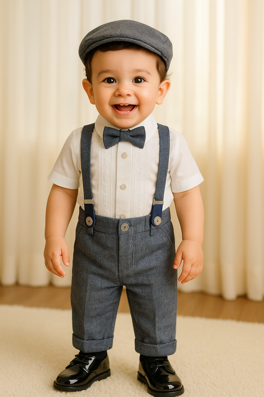 Conjunto formal Camisa bordada y pantalón en lino para niño
