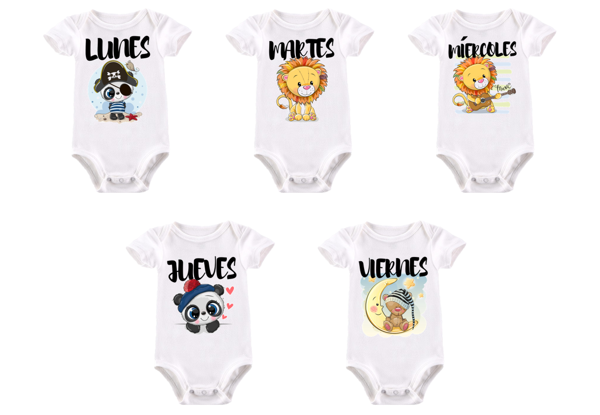 Semanario de bodies personalizados para bebé