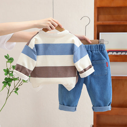 Conjunto 3 piezas con saco a rayas para niño