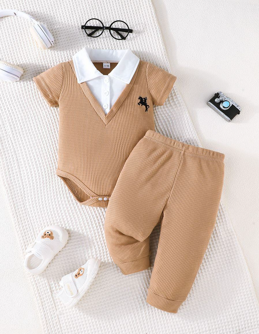 Conjunto body formal con pantalón en algodón para niño