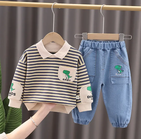 Conjunto dos piezas estampado dinosaurio para niño