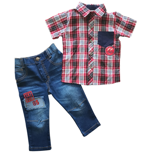 Conjunto infantil camisa a cuadros con jean