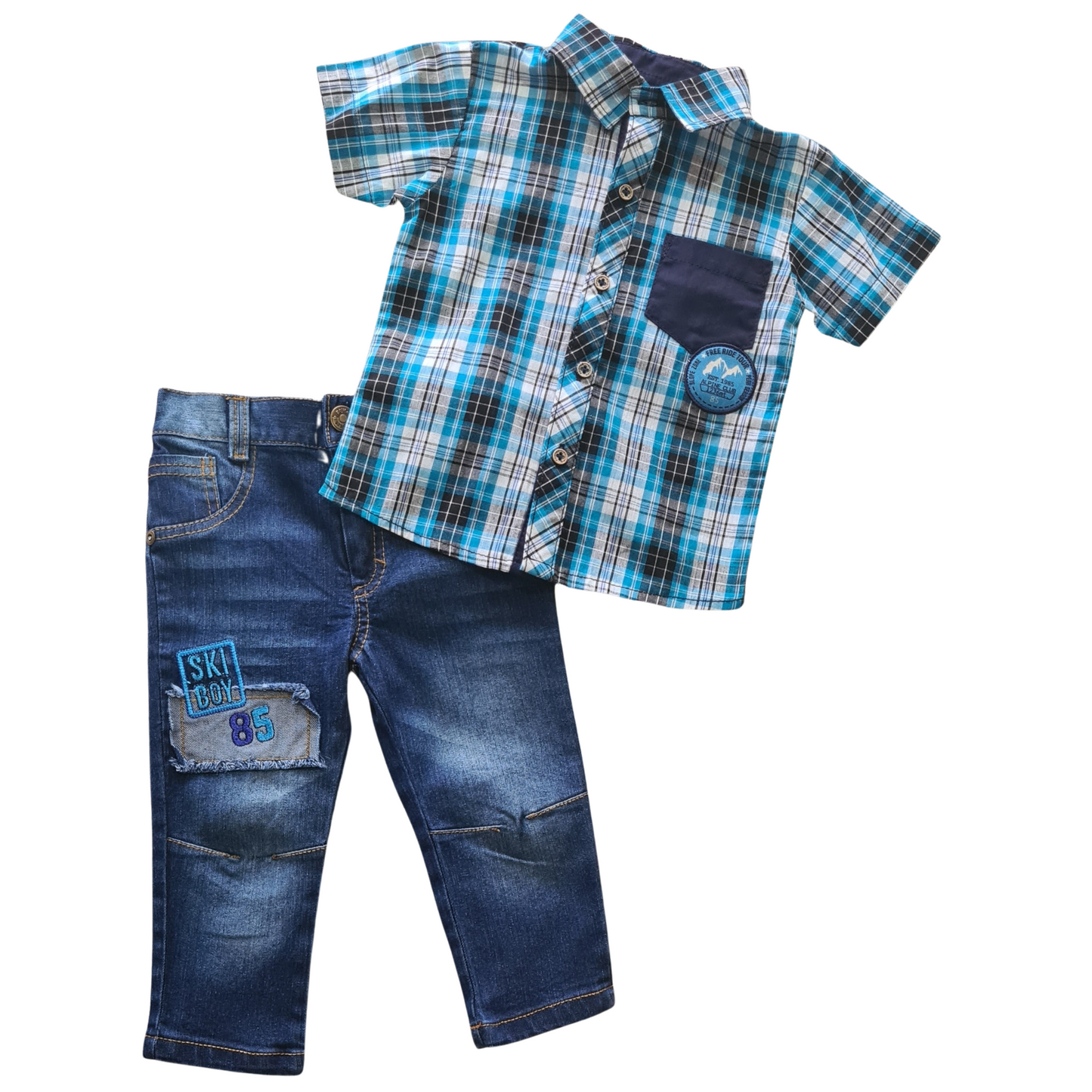 Conjunto infantil camisa a cuadros con jean