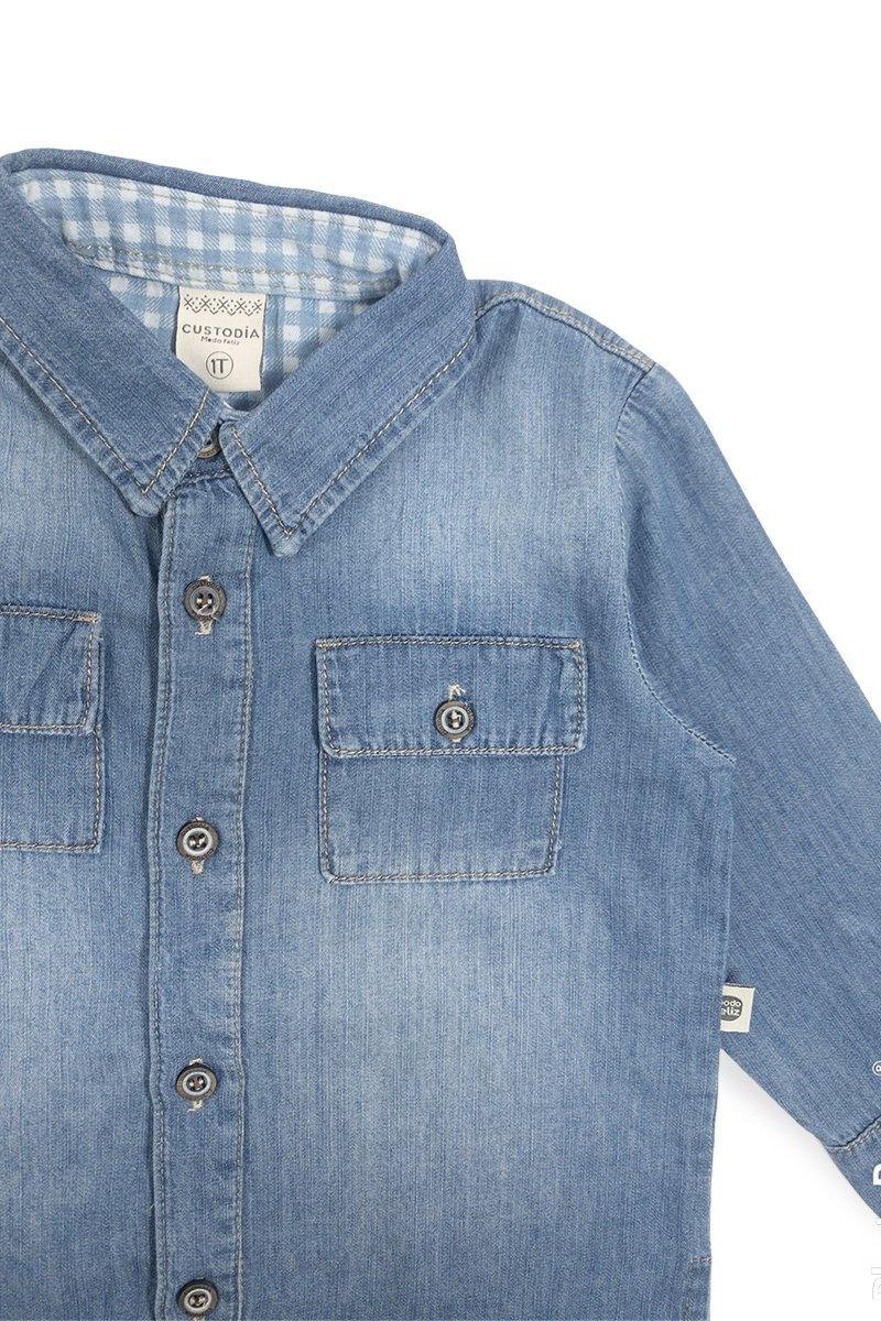Camisas en jean manga larga para bebés y niños