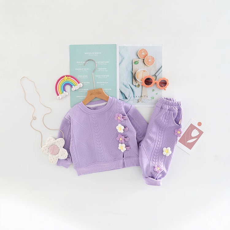 Conjunto en algodón con florecitas para niña