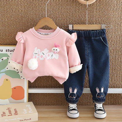 Conjunto 2 piezas buzo conejito y jogger para niña