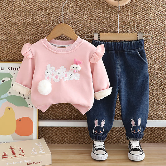 Conjunto 2 piezas buzo conejito y jogger para niña