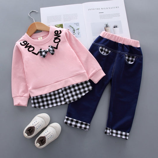 Conjunto en algodón con buzo y jogger para niña