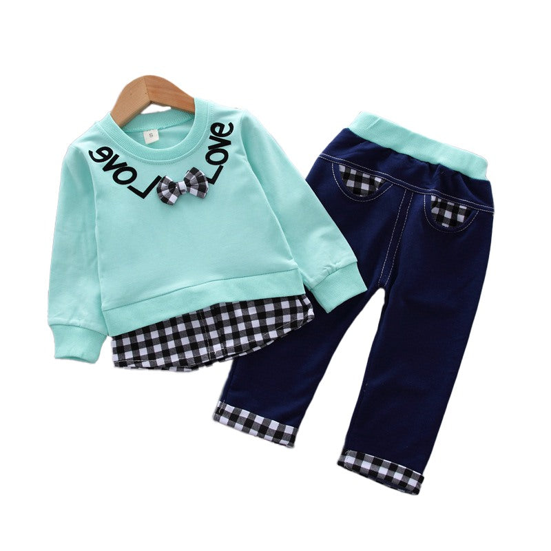 Conjunto en algodón con buzo y jogger para niña