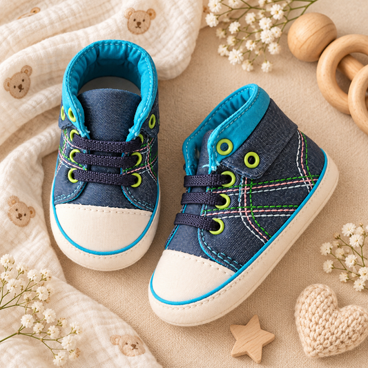 Tenis tipo botica con cordones elásticos para bebés