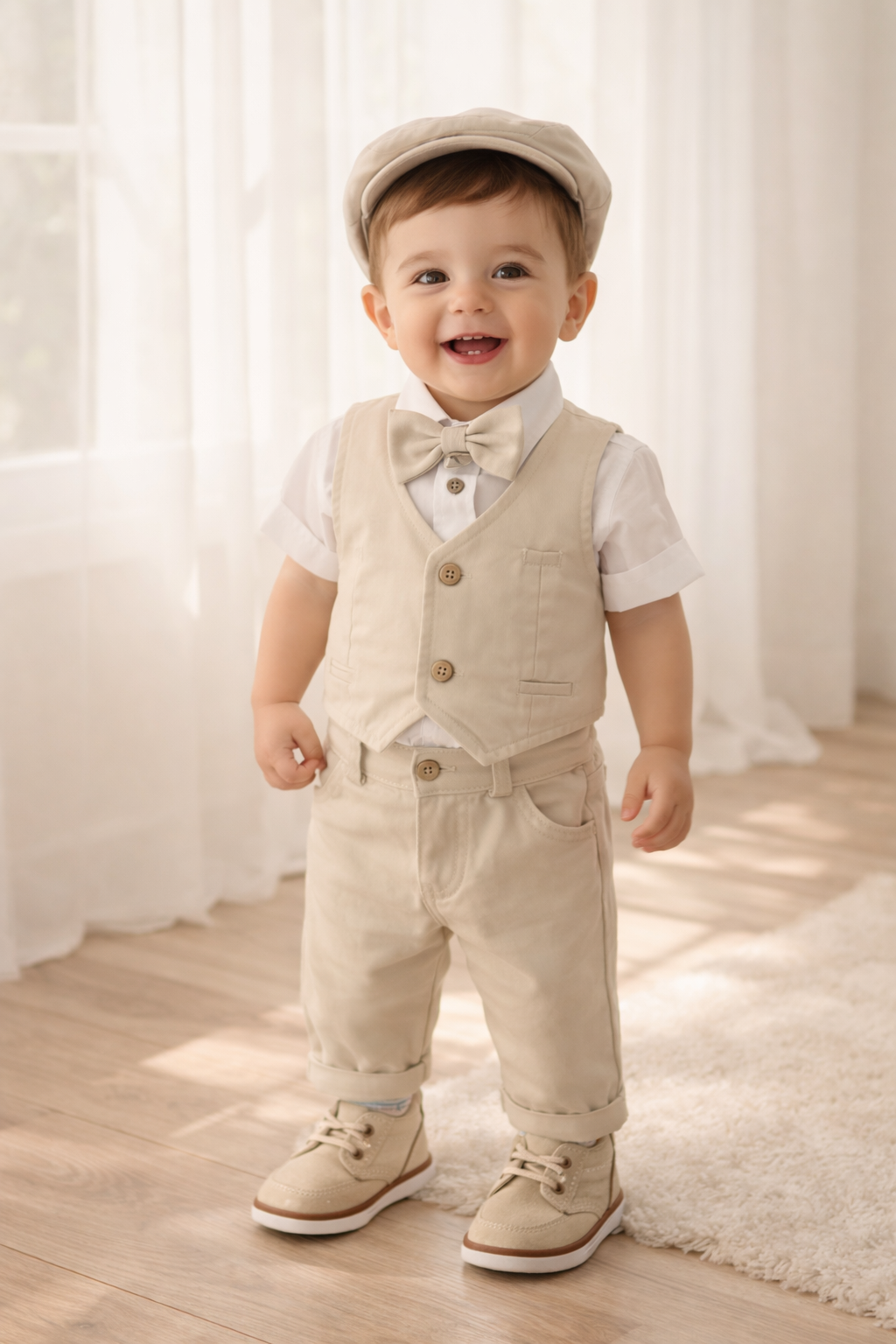 Conjunto formal con tirantas y chaleco en algodón